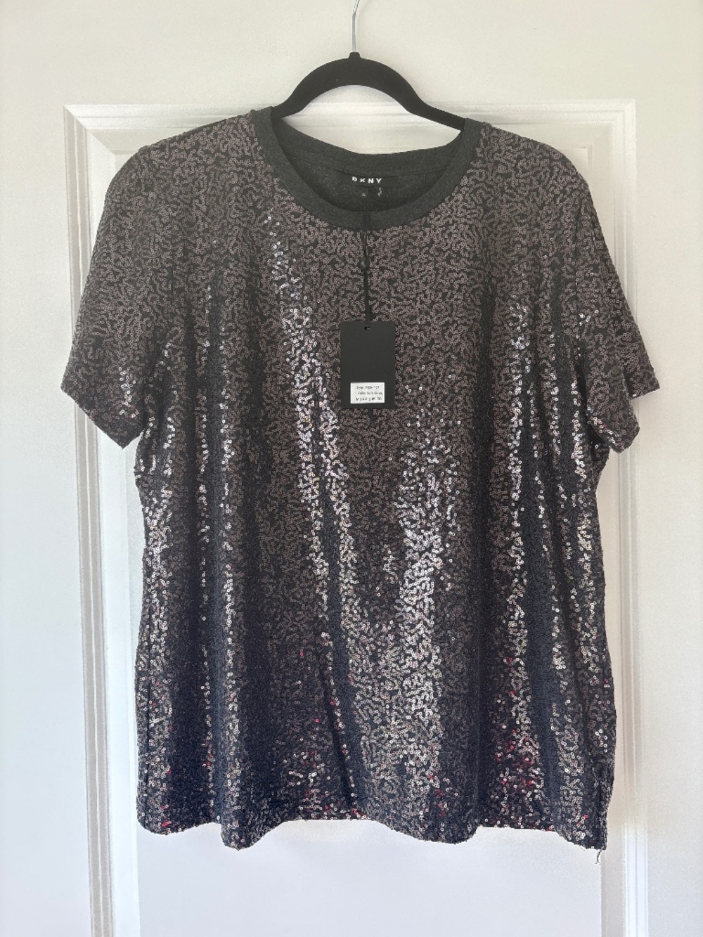 DKNY Gray Sequin T-shirt